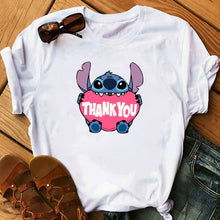 Cargar imagen en el visor de la galería, Graphic Fashion Women Cartoon T-Shirt Flying Funny Cute Lilo Stitch Tshirts Female Print Casual T Shirt Casual Tops T-shirt