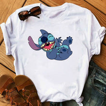 Cargar imagen en el visor de la galería, Graphic Fashion Women Cartoon T-Shirt Flying Funny Cute Lilo Stitch Tshirts Female Print Casual T Shirt Casual Tops T-shirt