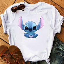 Cargar imagen en el visor de la galería, Graphic Fashion Women Cartoon T-Shirt Flying Funny Cute Lilo Stitch Tshirts Female Print Casual T Shirt Casual Tops T-shirt