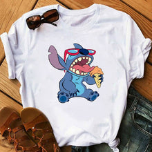 Cargar imagen en el visor de la galería, Graphic Fashion Women Cartoon T-Shirt Flying Funny Cute Lilo Stitch Tshirts Female Print Casual T Shirt Casual Tops T-shirt