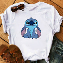 Cargar imagen en el visor de la galería, Graphic Fashion Women Cartoon T-Shirt Flying Funny Cute Lilo Stitch Tshirts Female Print Casual T Shirt Casual Tops T-shirt