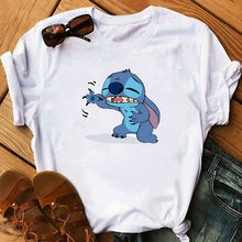 Cargar imagen en el visor de la galería, Graphic Fashion Women Cartoon T-Shirt Flying Funny Cute Lilo Stitch Tshirts Female Print Casual T Shirt Casual Tops T-shirt