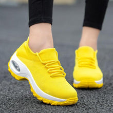 Cargar imagen en el visor de la galería, Fashion Breathable Mesh Sock Shoes Women Sneakers Yellow Red Flying Lady Casual Shoes Wedge Platform Woman Sneakers Thick Sole