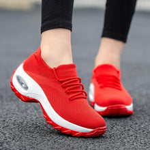 Cargar imagen en el visor de la galería, Fashion Breathable Mesh Sock Shoes Women Sneakers Yellow Red Flying Lady Casual Shoes Wedge Platform Woman Sneakers Thick Sole