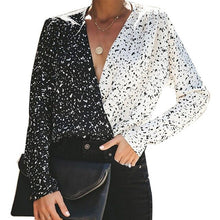 Cargar imagen en el visor de la galería, Fashion Women Sexy Deep-V Slim Fit Floral Print Color Block Shirt Top