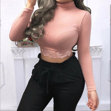 Cargar imagen en el visor de la galería, Turtleneck Sweaters Sexy Navel Bare Cropped Tops Women Autumn Winter Ribbed Lady Knitted Pullovers Short Solid Sweaters#J30