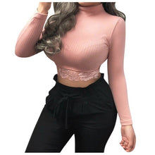 Cargar imagen en el visor de la galería, Turtleneck Sweaters Sexy Navel Bare Cropped Tops Women Autumn Winter Ribbed Lady Knitted Pullovers Short Solid Sweaters#J30