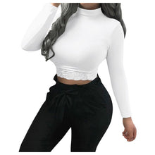 Cargar imagen en el visor de la galería, Turtleneck Sweaters Sexy Navel Bare Cropped Tops Women Autumn Winter Ribbed Lady Knitted Pullovers Short Solid Sweaters#J30