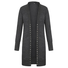 Cargar imagen en el visor de la galería, Fashion Women Long Sleeve Knit Cardigans Outwear Snap Button Down Solid Ribbed Neckline Coat Casual Long Jackets Tops Sweater