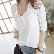 Cargar imagen en el visor de la galería, SAGACE Fashion popular latest women's casual solid color long-sleeved V-neck pocket shirt top
