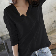 Cargar imagen en el visor de la galería, SAGACE Fashion popular latest women's casual solid color long-sleeved V-neck pocket shirt top
