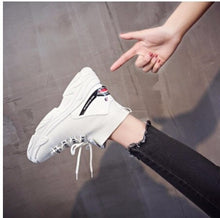 Cargar imagen en el visor de la galería, High Top Men Women Sneakers 5 CM Thick Sole Sock Shoes Knit Vamp Breathable Dad Shoes White Black Sapato Feminino