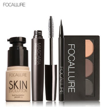 Cargar imagen en el visor de la galería, FOCALLURE 4 Pcs Makeup Set Eyebrow Powder Eyebrow Pencil Mascara Eyeliner Face Foundation Primer Set