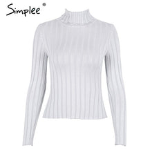 Cargar imagen en el visor de la galería, Simplee Turtleneck knitting sweater women Casual cotton knitted winter sweater pullover female 2017 Autumn winter jumper