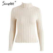 Cargar imagen en el visor de la galería, Simplee Turtleneck knitting sweater women Casual cotton knitted winter sweater pullover female 2017 Autumn winter jumper