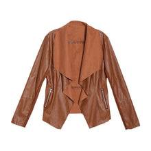 Cargar imagen en el visor de la galería, TFGS Trendy Retro Lady Women Slim Biker Motorcycle PU Soft Leather Zipper Jacket Coat
