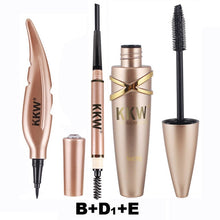 Cargar imagen en el visor de la galería, KKW Brand Big Eyes Makeup Kit Black Eyeliner Pencil Feather Liquid Eye Liner Pen Waterproof Mascara Cosmetics Set Eyebrow Pencil