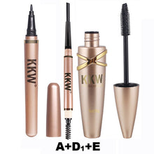 Cargar imagen en el visor de la galería, KKW Brand Big Eyes Makeup Kit Black Eyeliner Pencil Feather Liquid Eye Liner Pen Waterproof Mascara Cosmetics Set Eyebrow Pencil