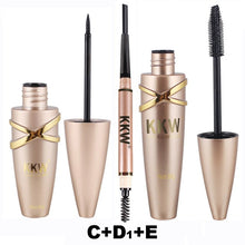 Cargar imagen en el visor de la galería, KKW Brand Big Eyes Makeup Kit Black Eyeliner Pencil Feather Liquid Eye Liner Pen Waterproof Mascara Cosmetics Set Eyebrow Pencil