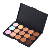 Cargar imagen en el visor de la galería, Professional Makeup tool set 15 Color Face Concealer Eyeshadow Palette + Wood Handle Flat Angled Brush kit Make up Setke up Set