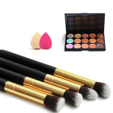 Cargar imagen en el visor de la galería, Pro Makeup Sets 15 Color Concealer Eyeshadow Palette + 4pcs Makeup Powder Brushes + 2pcs Sponge Puff Cosmetics Make Up Tool Kit