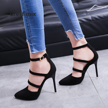 Cargar imagen en el visor de la galería, Mujer Tacones Altos Women Cool Street European Style Black High Heel Shoes Lady Casual Pointed Toe Black Party High Heels E3117