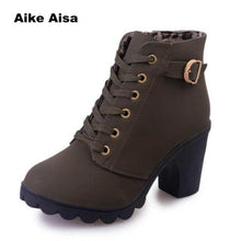 Cargar imagen en el visor de la galería, Plus Size 35-43 Winter Casual Women Pumps Warm Ankle Boots Waterproof High Heels Snow Martin Shoes Botas  Patent  Botas Muje A05