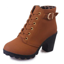 Cargar imagen en el visor de la galería, Plus Size 35-43 Winter Casual Women Pumps Warm Ankle Boots Waterproof High Heels Snow Martin Shoes Botas  Patent  Botas Muje A05