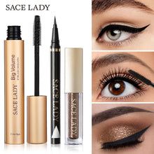 Cargar imagen en el visor de la galería, SACE LADY Professional Eye Makeup Set Glitter Eyeshadow Black Eyeliner Mascara Make Up Eye Shadow Kit Brand Waterproof Cosmetic