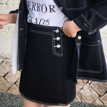 Cargar imagen en el visor de la galería, GUUZYUVIZ Women Denim Suit Pink Black Casual Chic Jeans Jacket Coat And High Waist Bodycon Skirt Womens 2 Piece Set 2018 Winter
