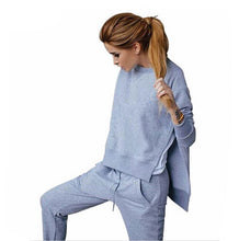 Cargar imagen en el visor de la galería, Solid lace up furcation Suit Set 2019 Women Tracksuit Two-piece Sport Style Outfit Jogging Sweatshirt Fitness Lounge Sportwear