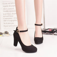 Cargar imagen en el visor de la galería, Sexy Red Ankle Strap 9CM High heels Autumn Flock Round toe High heels Female Platform Summer Shoes Women Pumps Sandals Muje