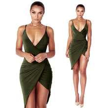 Cargar imagen en el visor de la galería, V Neck for women Solid Women Spaghetti Strap Sexy Bodycon 2019 Deep Summer New Dress Sleeveless dresses Dresses Female Party