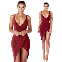 Cargar imagen en el visor de la galería, V Neck for women Solid Women Spaghetti Strap Sexy Bodycon 2019 Deep Summer New Dress Sleeveless dresses Dresses Female Party