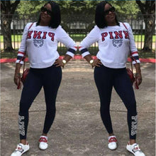 Cargar imagen en el visor de la galería, Pink Letter Print 2 Piece Set Women 2018 Long Sleeve Top And Pants Autumn Casual Tracksuit Sweat Suits 2 Piece Sweatshirt Outfit