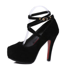 Cargar imagen en el visor de la galería, Shoes Woman Pumps Cross-tied Ankle Strap Wedding Party Shoes Platform dress Women Shoes High Heels Suede ladies shoes Big 42