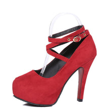 Cargar imagen en el visor de la galería, Shoes Woman Pumps Cross-tied Ankle Strap Wedding Party Shoes Platform dress Women Shoes High Heels Suede ladies shoes Big 42