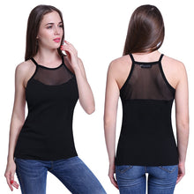 Cargar imagen en el visor de la galería, Women Mesh Blouses Shirts  Shirts Top Lady Sleeveless Backless Casual Blusas Black Splice See Through Slim Sexy S-Plus Size 5XL