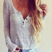 Cargar imagen en el visor de la galería, Hot Sexuality Women's Deep V-Loose Casual Long Sleeve Shirts Knitwear Jumper Tops Sweater