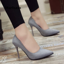 Cargar imagen en el visor de la galería, Marlisasa Femmes Hauts Talons Women Fashion Classic Flock High Heel Shoes Lady Office Grey High Heel Shoes Female Pumps F2912