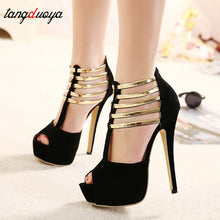Cargar imagen en el visor de la galería, Sexy High Heels Women Shoes Platform Peep Toe Wedding Shoes Women Pumps Black Red Shoes Woman High Heel Shoes 2019 tacones mujer