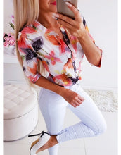Cargar imagen en el visor de la galería, Summer Women 3/4 Sleeve Floral Loose Blouses Tops Woman Female Shirt OL Ladies Casual Button Blouse Streetwear 2019 New Arrival
