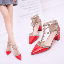 Cargar imagen en el visor de la galería, Pumps 2019 Women's Shoes Summer Fashion Female Sandals Rivet Metal Decoration Pu Leather Style Women High Heels Zapatos De Mujer