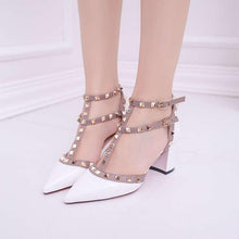 Cargar imagen en el visor de la galería, Pumps 2019 Women's Shoes Summer Fashion Female Sandals Rivet Metal Decoration Pu Leather Style Women High Heels Zapatos De Mujer