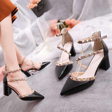 Cargar imagen en el visor de la galería, Pumps 2019 Women's Shoes Summer Fashion Female Sandals Rivet Metal Decoration Pu Leather Style Women High Heels Zapatos De Mujer