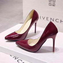 Cargar imagen en el visor de la galería, Plus Size 34-44 Hot Women Shoes Pointed Toe Pumps Patent Leather Dress High Heels Boat Wedding Zapatos Mujer Blue Wine Red