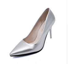 Cargar imagen en el visor de la galería, Plus Size 34-44 Hot Women Shoes Pointed Toe Pumps Patent Leather Dress High Heels Boat Wedding Zapatos Mujer Blue Wine Red