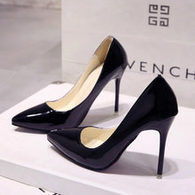 Cargar imagen en el visor de la galería, Plus Size 34-44 Hot Women Shoes Pointed Toe Pumps Patent Leather Dress High Heels Boat Wedding Zapatos Mujer Blue Wine Red