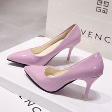 Cargar imagen en el visor de la galería, Plus Size 34-44 Hot Women Shoes Pointed Toe Pumps Patent Leather Dress High Heels Boat Wedding Zapatos Mujer Blue Wine Red