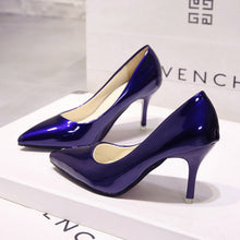 Cargar imagen en el visor de la galería, Plus Size 34-44 Hot Women Shoes Pointed Toe Pumps Patent Leather Dress High Heels Boat Wedding Zapatos Mujer Blue Wine Red